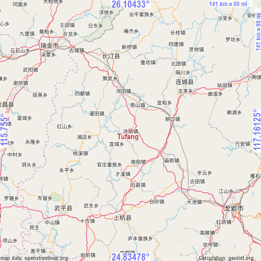 Tufang on map