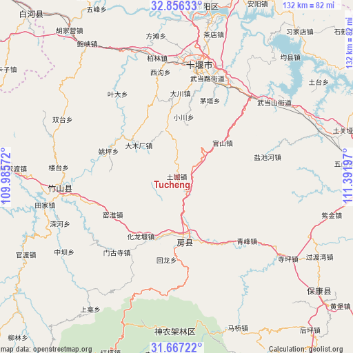 Tucheng on map