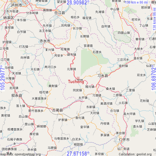 Tucheng on map