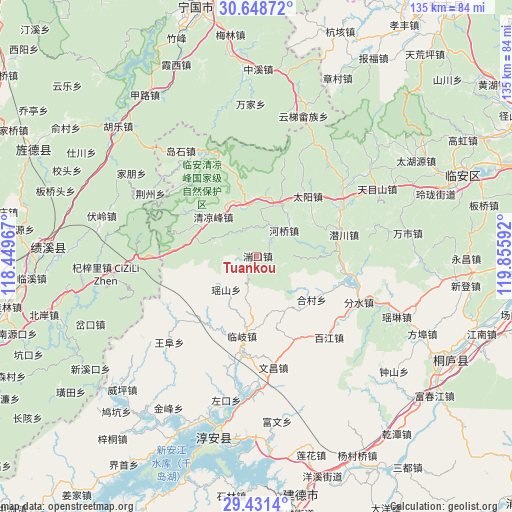 Tuankou on map