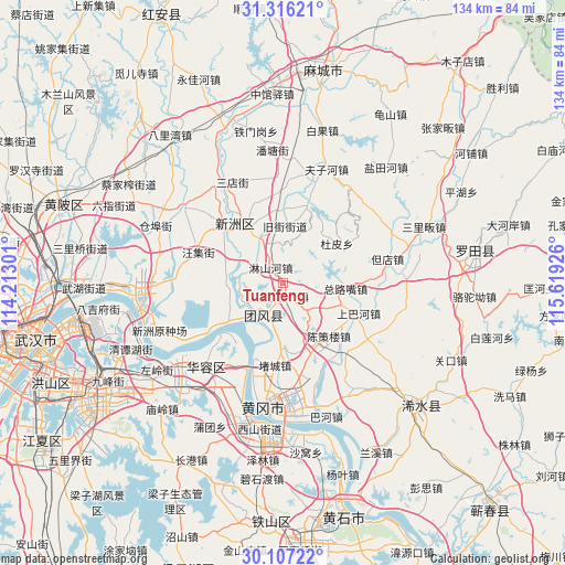 Tuanfeng on map