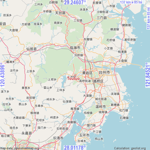 Toutuo on map