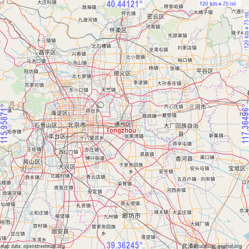 Tongzhou on map
