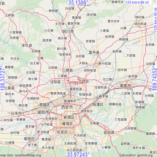 Tongyuan on map