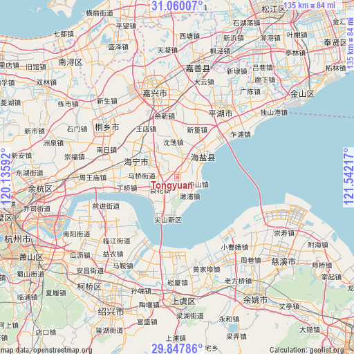 Tongyuan on map