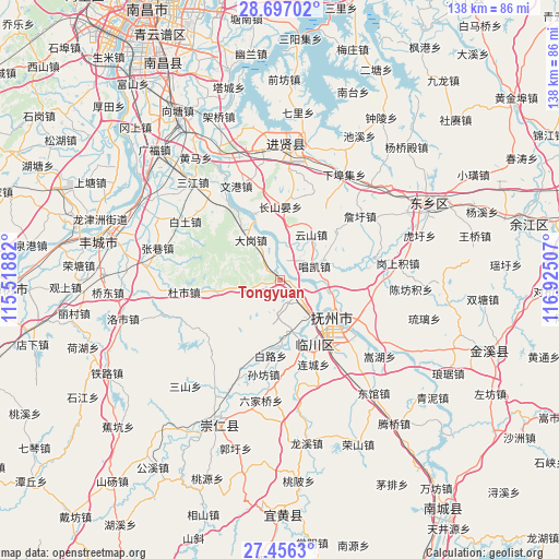 Tongyuan on map