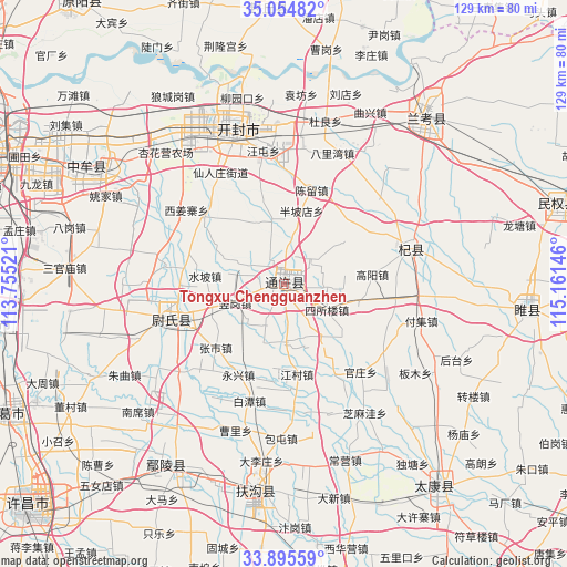 Tongxu Chengguanzhen on map