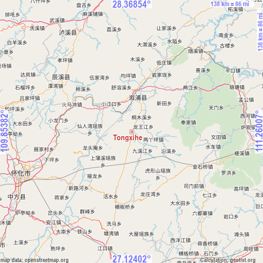 Tongxihe on map