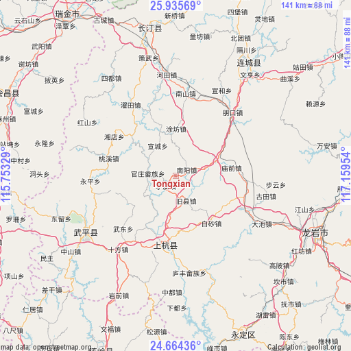 Tongxian on map