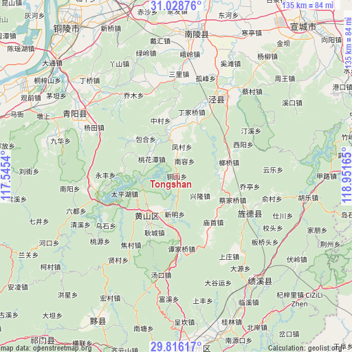 Tongshan on map