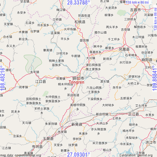 Tongren on map