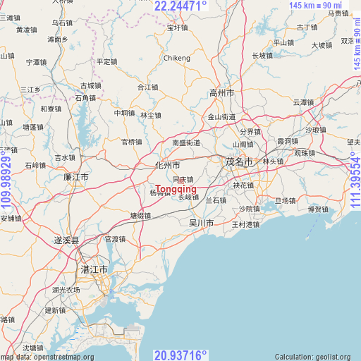 Tongqing on map