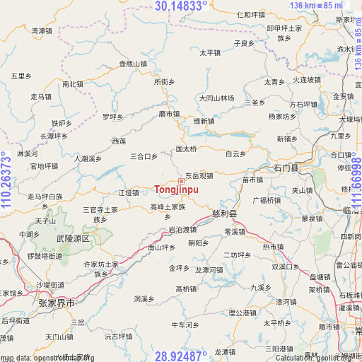 Tongjinpu on map