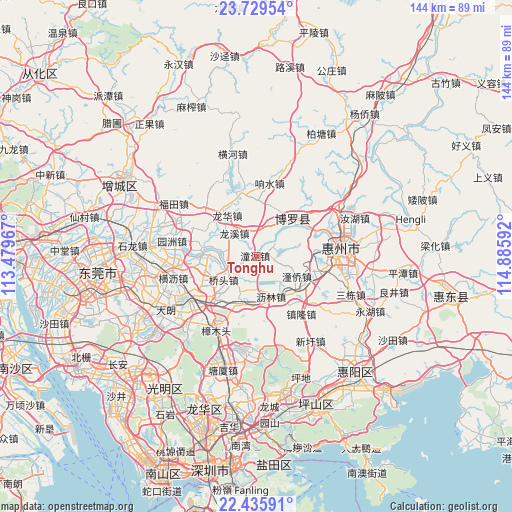 Tonghu on map