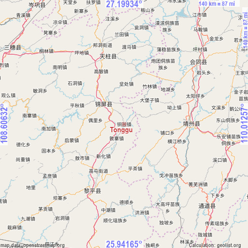 Tonggu on map