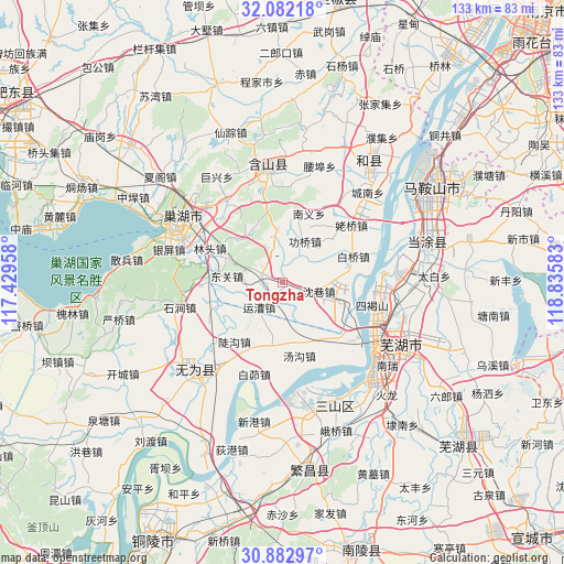 Tongzha on map