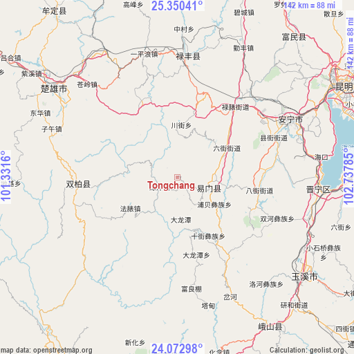 Tongchang on map