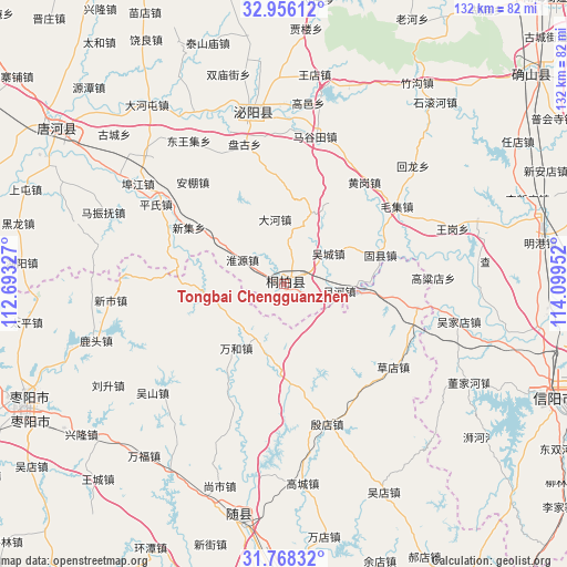 Tongbai Chengguanzhen on map