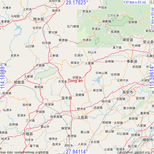 Tong’an on map