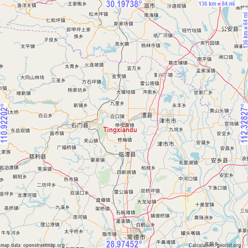 Tingxiandu on map