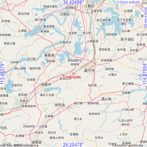 Tingsiqiao on map