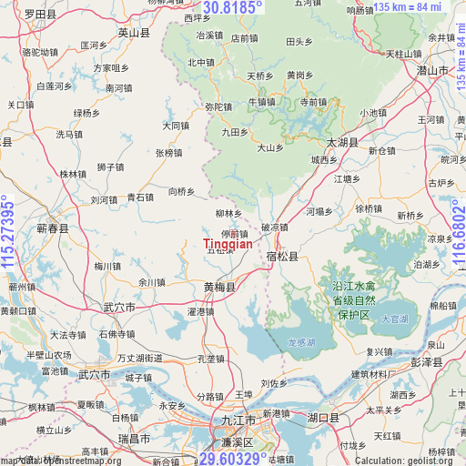 Tingqian on map