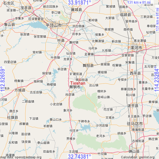 Tieshan on map