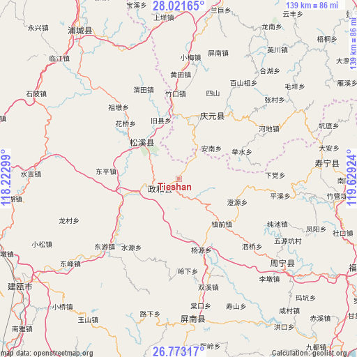 Tieshan on map