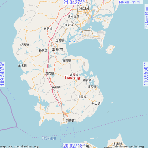 Tiaofeng on map