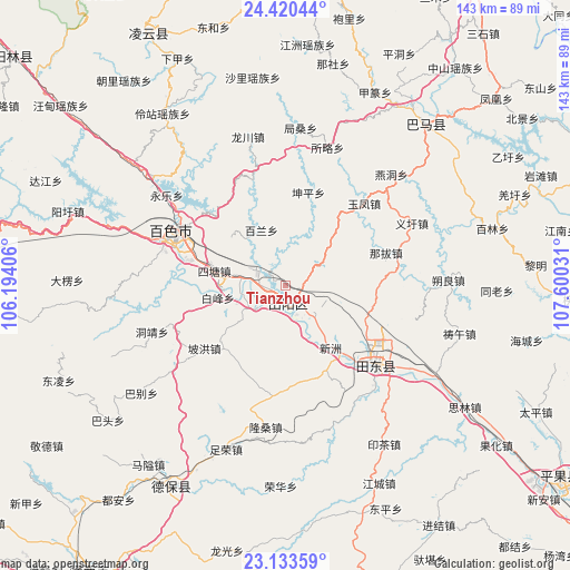 Tianzhou on map