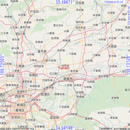 Tianshi on map