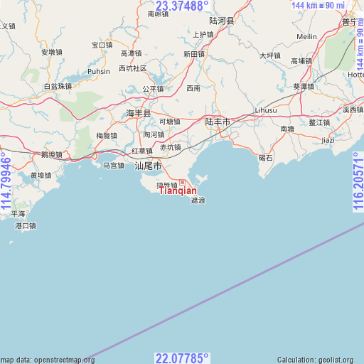 Tianqian on map