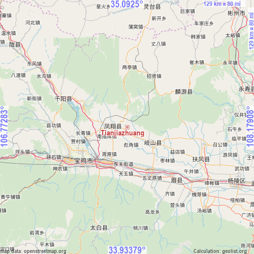 Tianjiazhuang on map