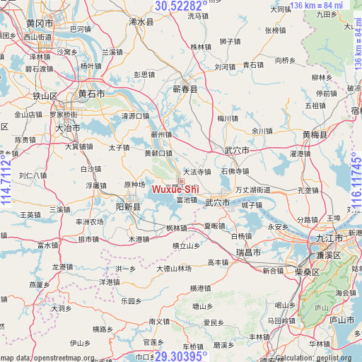 Wuxue Shi on map