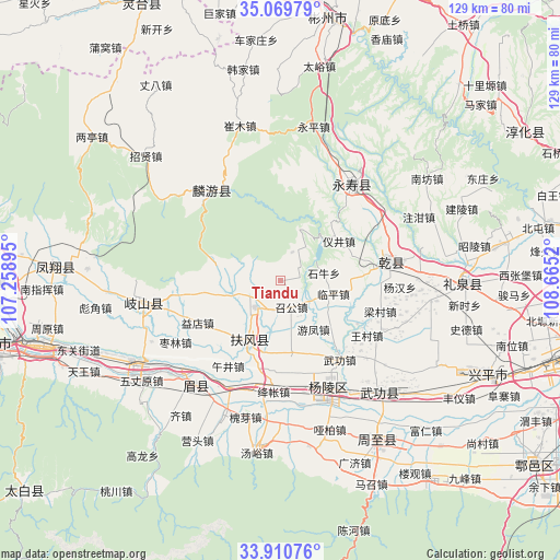 Tiandu on map