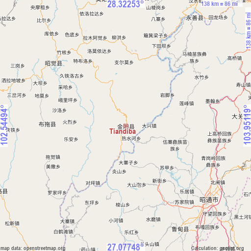 Tiandiba on map