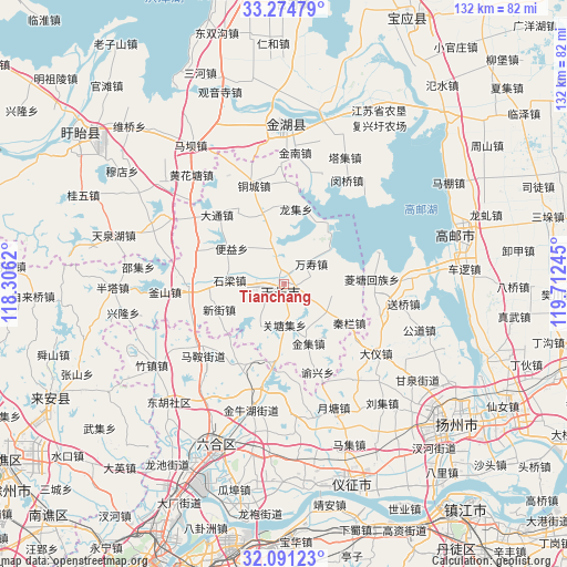 Tianchang on map