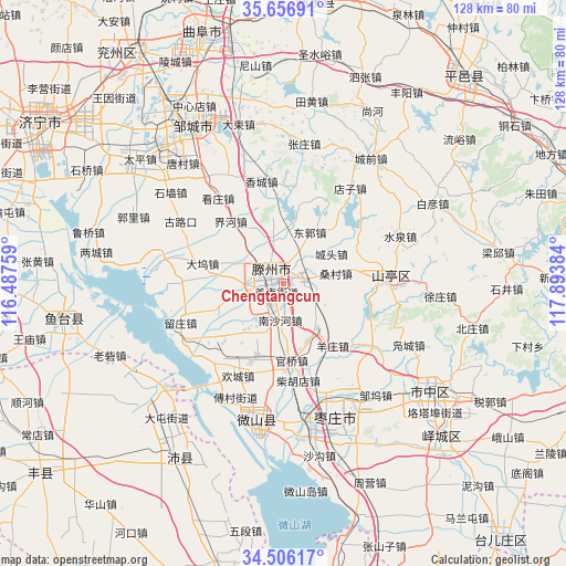 Chengtangcun on map