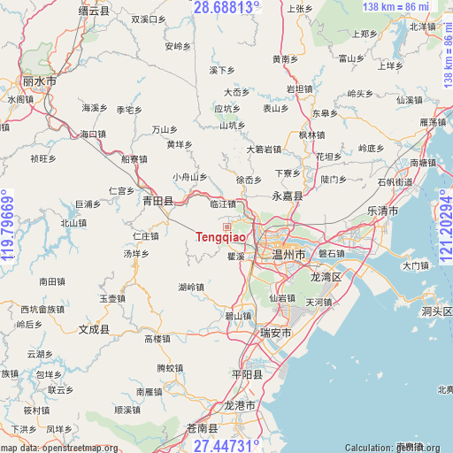 Tengqiao on map