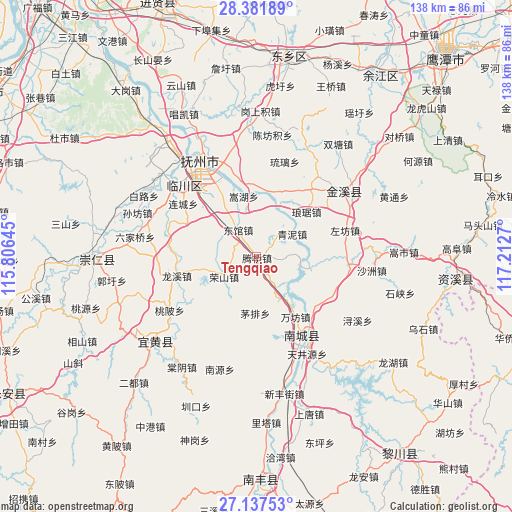 Tengqiao on map