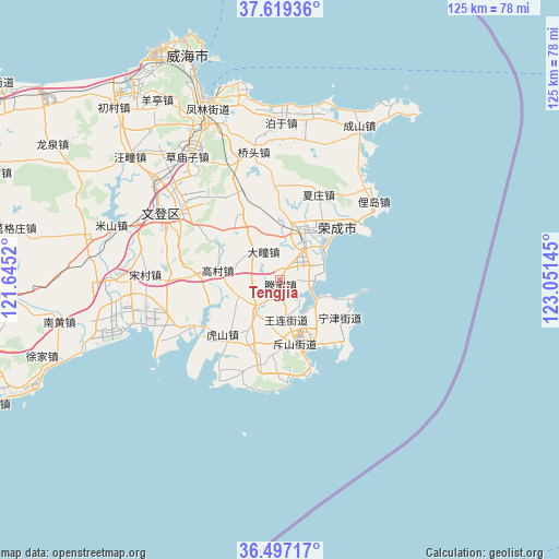 Tengjia on map