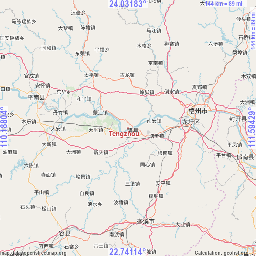 Tengzhou on map