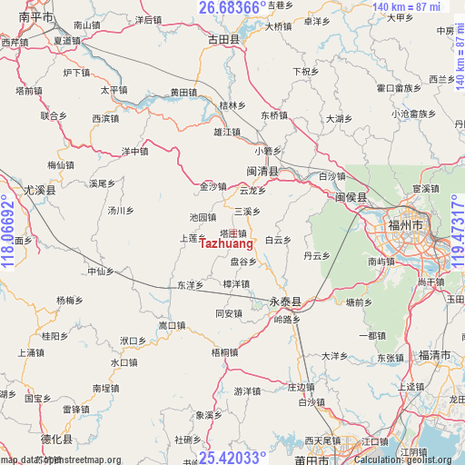 Tazhuang on map