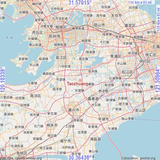 Taozhuang on map