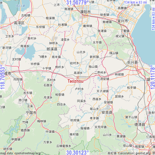 Taozhou on map