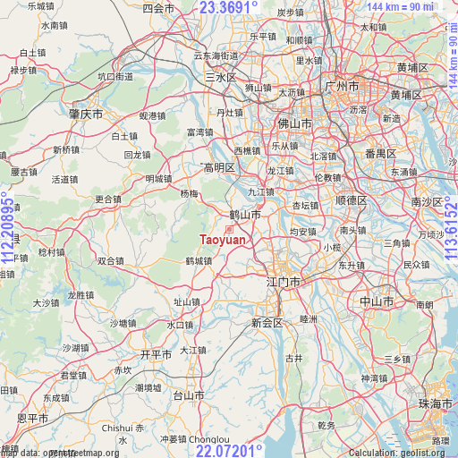 Taoyuan on map