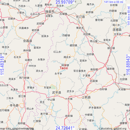 Taoxi on map