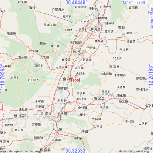 Taosi on map