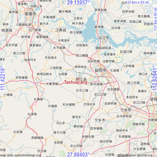 Taohuajiang on map