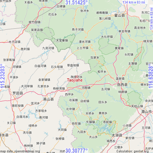 Taojiahe on map